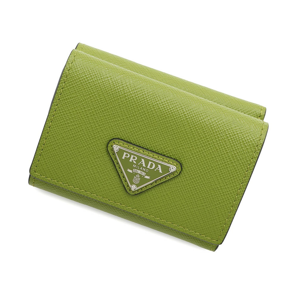 Prada Tri fold Wallet Saffiano Triangle Leather